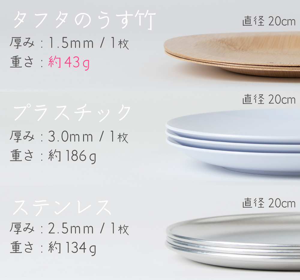 うす竹プレート 角 M | taffeta - タフタ 天然 木製 食器
